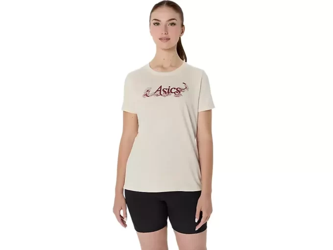 ASICS BLOMMA SLOGAN FÖR KVINNOR KORTÄRM TEE