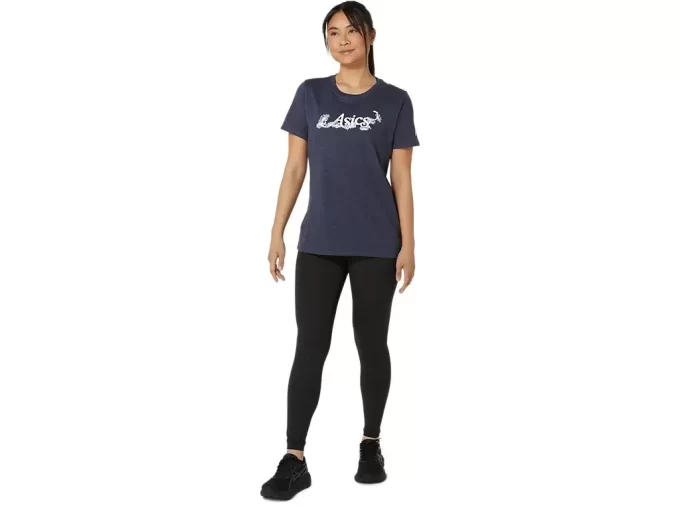 ASICS BLOMMA SLOGAN FÖR KVINNOR KORTÄRM TEE