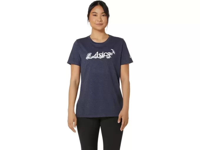 ASICS BLOMMA SLOGAN FÖR KVINNOR KORTÄRM TEE