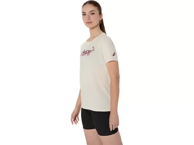 ASICS BLOMMA SLOGAN FÖR KVINNOR KORTÄRM TEE