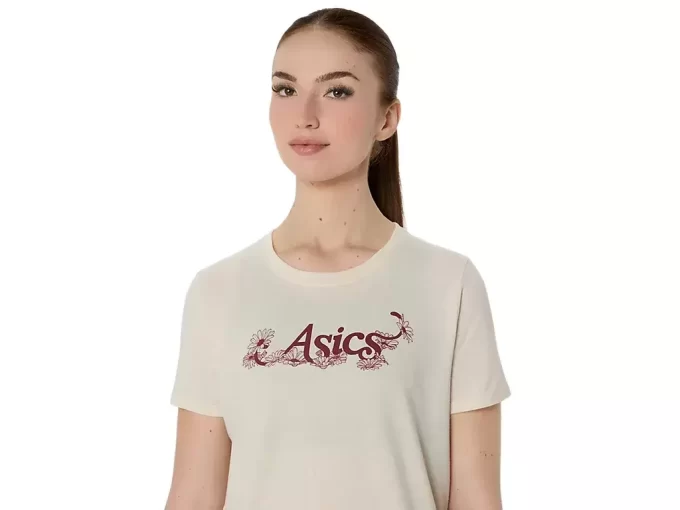 ASICS BLOMMA SLOGAN FÖR KVINNOR KORTÄRM TEE