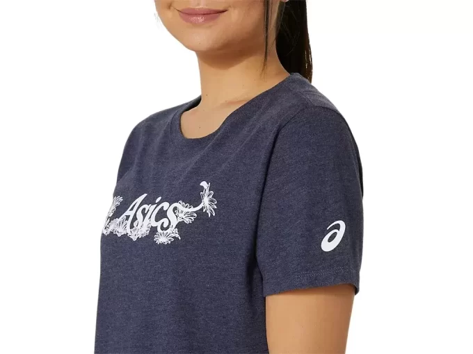 ASICS BLOMMA SLOGAN FÖR KVINNOR KORTÄRM TEE