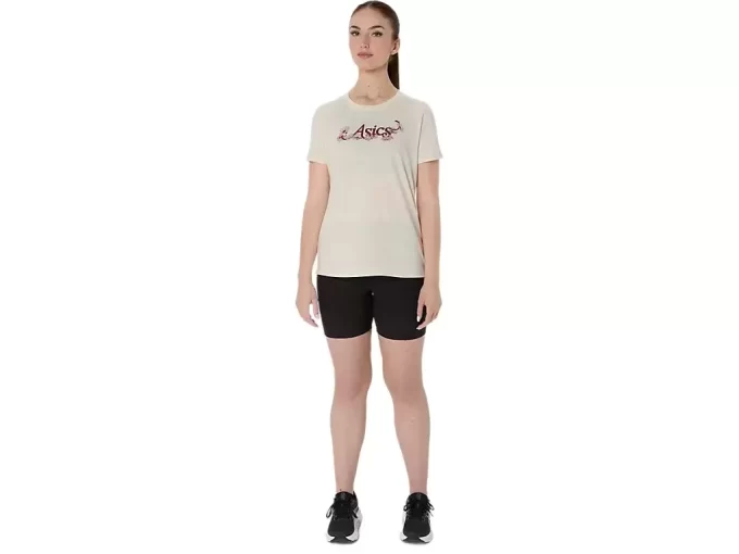 ASICS BLOMMA SLOGAN FÖR KVINNOR KORTÄRM TEE