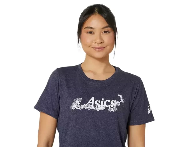 ASICS BLOMMA SLOGAN FÖR KVINNOR KORTÄRM TEE